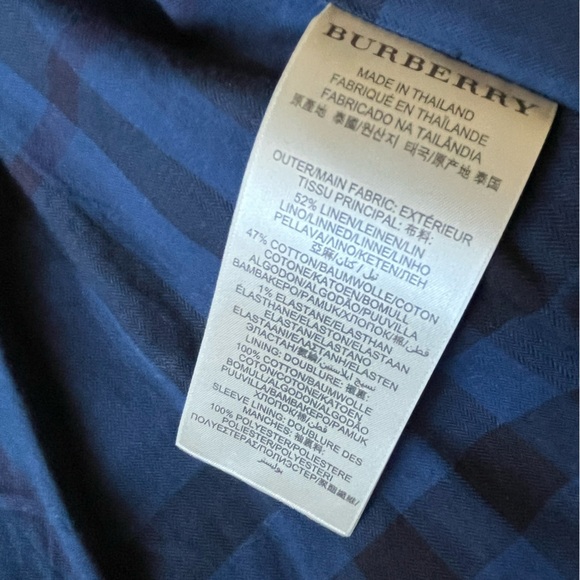 Burberry Brit Navy Blue Linen Cotton Women’s Blazer Jacket Sz 6 Academia Preppy - Picture 8 of 11